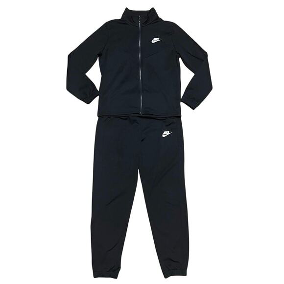 Nike Tracksuit Unisex Kids Black White Sportswear Zip Jacket & Pants Set Size Lg - Picture 1 of 11